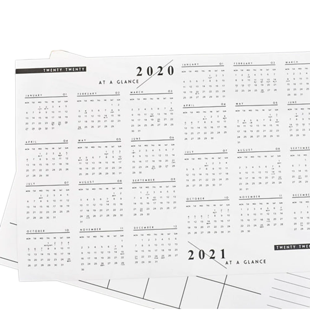 Фото Простой ежемесячный график 2020 простой план A3 календарь памятка для дома и офиса