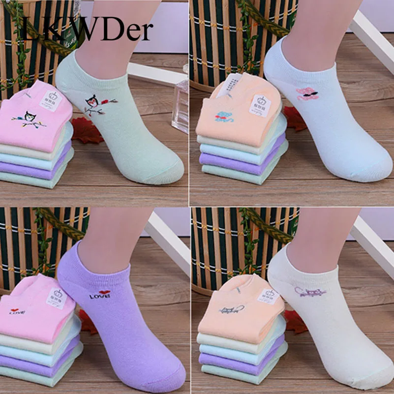 LKWDer 5 Pairs Women's Socks Candy Color Embroidery Boat Socks Sweet Cartoon Letter Cute Solid Color Student Cotton Socks Meias
LKWDer 5 Pairs Women's Socks Candy Color Embroidery Boat Socks Sweet Cartoon Letter Cute Solid Color Student Cotton Socks Meias
