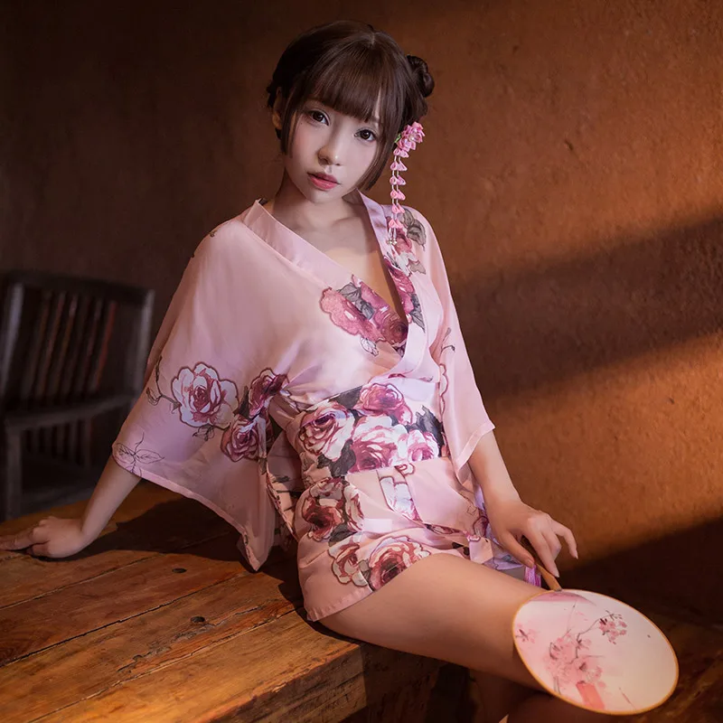 Japanese Kimono Sexy Cosplay Outfit For Women Print Chiffon Pink Lingerie Sets Traditional Style Robe Bow Maid Dress Panties Hot
Japanese Kimono Sexy Cosplay Outfit For Women Print Chiffon Pink Lingerie Sets Traditional Style Robe Bow Maid Dress Panties Hot