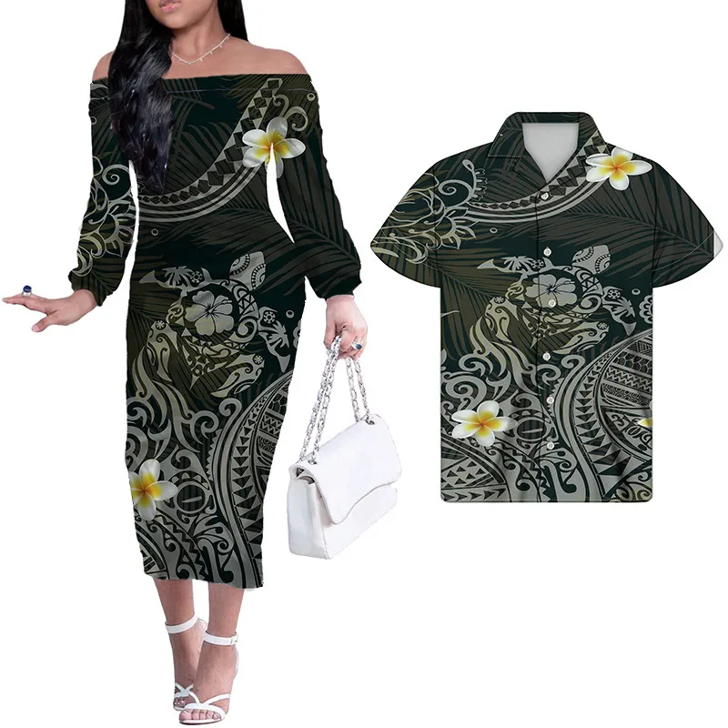 Cumagical Men And Women Couple Set Polynesian Floral Stripe Design Print Off Shoulder Bodycon Dress Women Casual Maxi Dress
Cumagical Men And Women Couple Set Polynesian Floral Stripe Design Print Off Shoulder Bodycon Dress Women Casual Maxi Dress