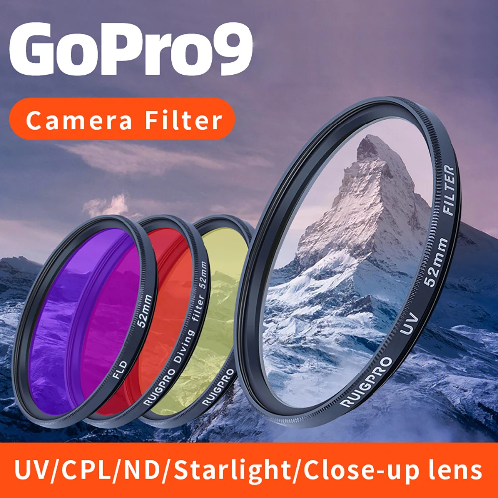 ND2 ND4 ND8 UV CPL FLD Purple star Lens Filter For GoPro 10 9 Aluminium Alloy Frame for GoPro Hero 9 ND CPL Lens Accessoreis
ND2 ND4 ND8 UV CPL FLD Purple star Lens Filter For GoPro 10 9 Aluminium Alloy Frame for GoPro Hero 9 ND CPL Lens Accessoreis