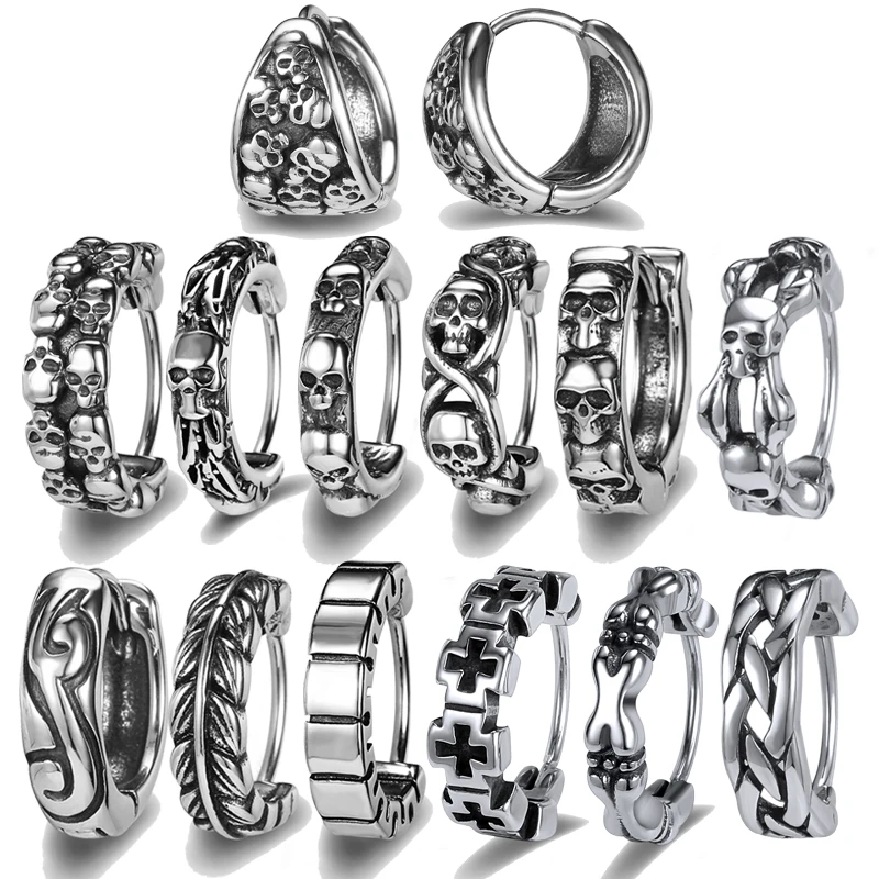 AOEDEJ 1Pairs Skull Skeleton Earring Men Stainless Steel Hoop Earring Punk Rock Round Earring Cartilage Piercing Jewelry Gift
AOEDEJ 1Pairs Skull Skeleton Earring Men Stainless Steel Hoop Earring Punk Rock Round Earring Cartilage Piercing Jewelry Gift