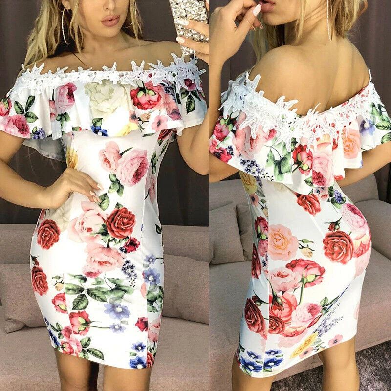 Women Dresses Floral Summer Dress Ruffle Collar 2019 Bandage Sundress Casual Sexy Bodycon Summer Dress Vestido De Festa
Women Dresses Floral Summer Dress Ruffle Collar 2019 Bandage Sundress Casual Sexy Bodycon Summer Dress Vestido De Festa