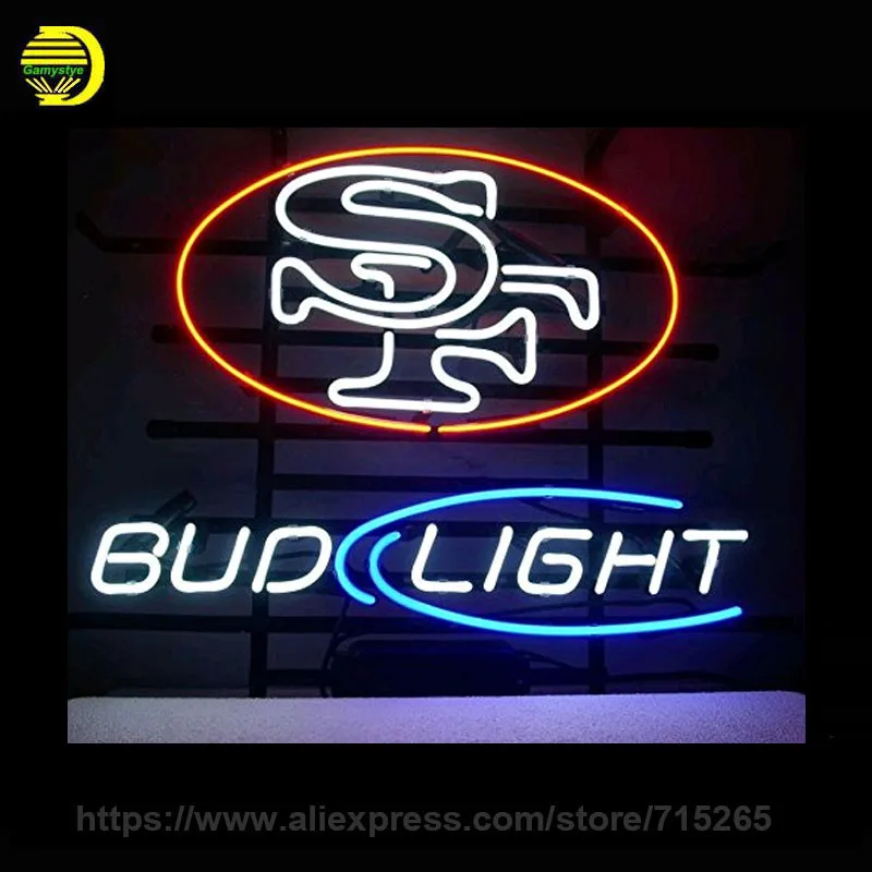 Sf Bud световые неоновые вывески для пива стеклянная трубка неоновая лампа комнаты