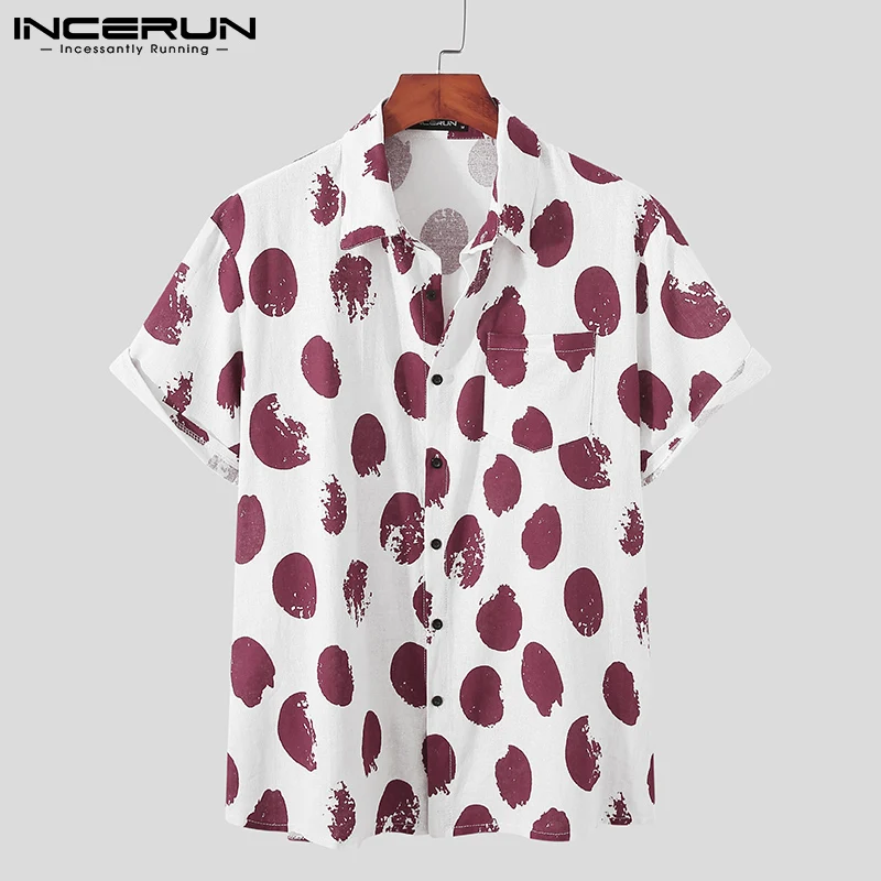 2021 Men Casual Shirt Lapel Polka Dot Print Short Sleeve Hawaiian Shirts Summer Cotton Button Streetwear Camisas INCERUN S-3XL
2021 Men Casual Shirt Lapel Polka Dot Print Short Sleeve Hawaiian Shirts Summer Cotton Button Streetwear Camisas INCERUN S-3XL