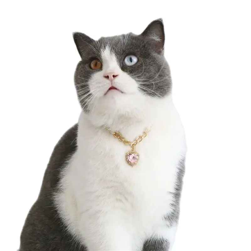 Boutique Rhinestone Gemstone Necklace Pet Cat Collar Adjustable Metal Collar Love Pendant Cat Accessories
Boutique Rhinestone Gemstone Necklace Pet Cat Collar Adjustable Metal Collar Love Pendant Cat Accessories