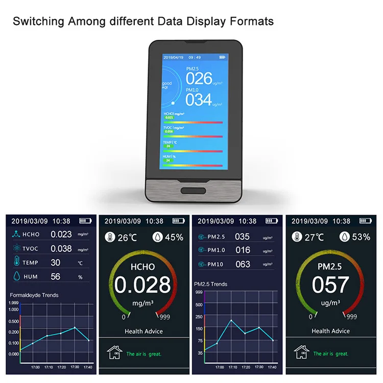 Wifi Air Quality Monitor Analyzer PM2.5 PM1.0 PM10 CO2 Temperature Humidity HCHO TOVC Meter Detector Intelligent Detect Tool
Wifi Air Quality Monitor Analyzer PM2.5 PM1.0 PM10 CO2 Temperature Humidity HCHO TOVC Meter Detector Intelligent Detect Tool