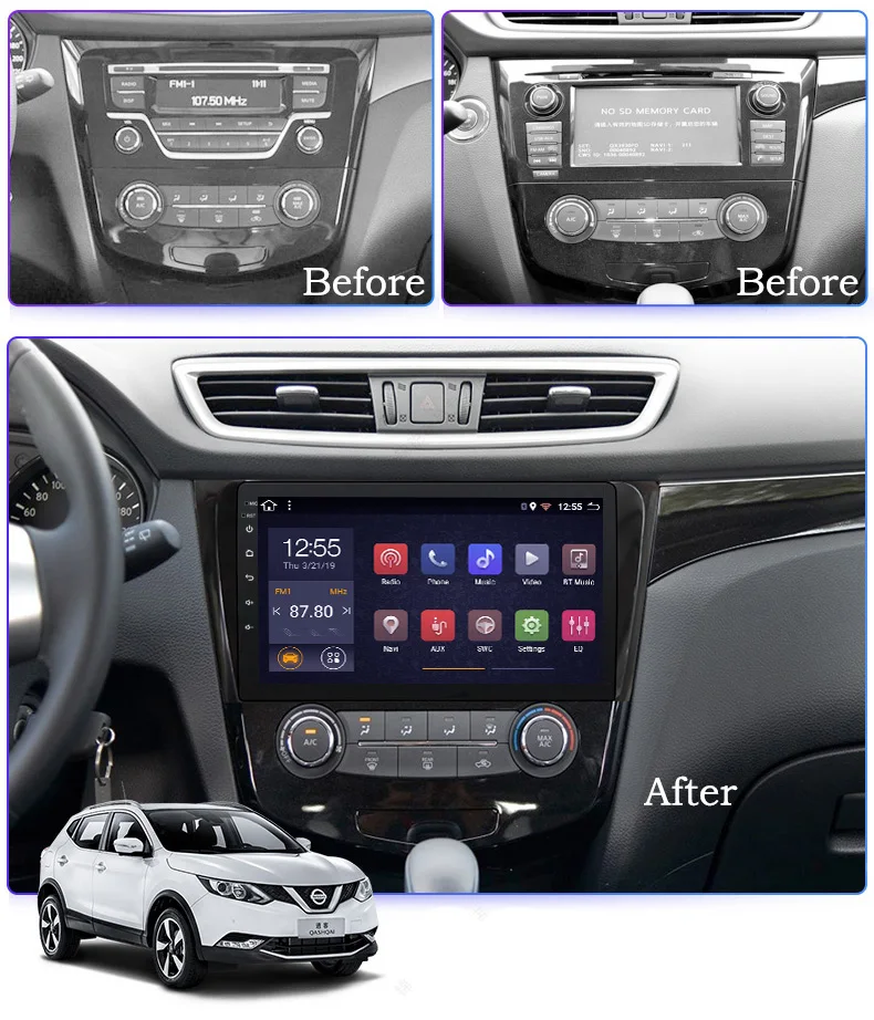 Автомобильный мультимедийный Dvd-плеер на Android для Nissan QashQai X-Trail 2012-2018 радио
