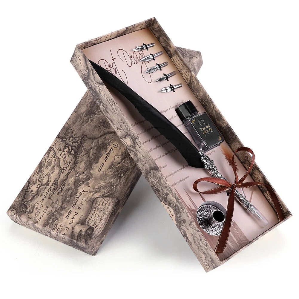 Classical Retro Fountain Pen Feather Dip Pen Writing Pen Gift Box for Christmas Valentine Black
Classical Retro Fountain Pen Feather Dip Pen Writing Pen Gift Box for Christmas Valentine Black