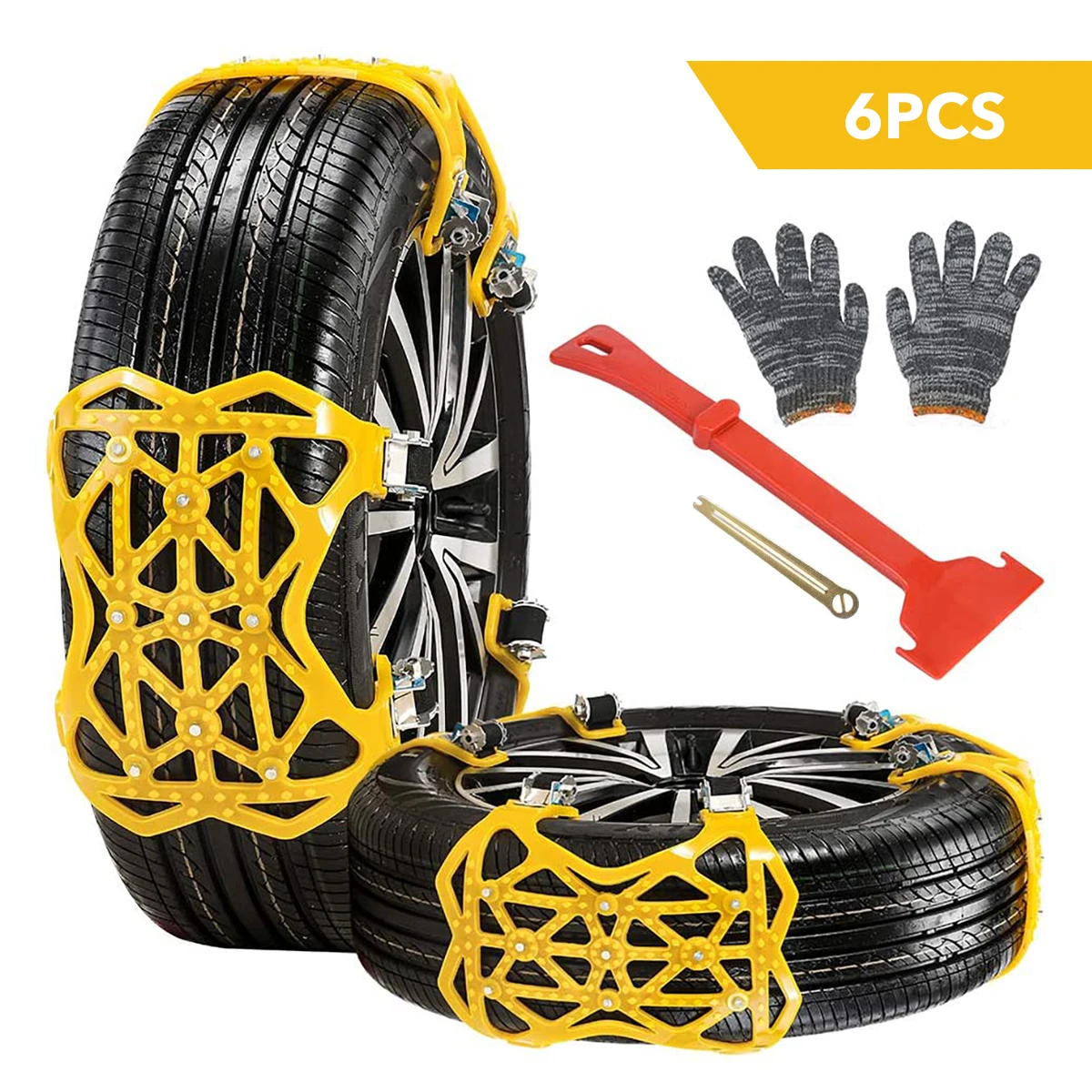 6pcs Universal Car Snow Chain Anti-Skid Snow Tire Chains Winter Roadway Safety Tyre Wheel Chains with Gloves Wrench Snow Scraper
6pcs Universal Car Snow Chain Anti-Skid Snow Tire Chains Winter Roadway Safety Tyre Wheel Chains with Gloves Wrench Snow Scraper