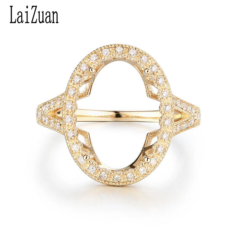 LaiZuan овальные 14x10 мм Твердые 10K розовое золото паве 0.3ct натуральный бриллиант