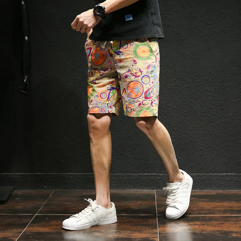 Summer New Men Cotton Linen Printed Shorts Street Casual Knee Length Pants Japan Style Elastic Waist Beach Shorts Plus Size
Summer New Men Cotton Linen Printed Shorts Street Casual Knee Length Pants Japan Style Elastic Waist Beach Shorts Plus Size