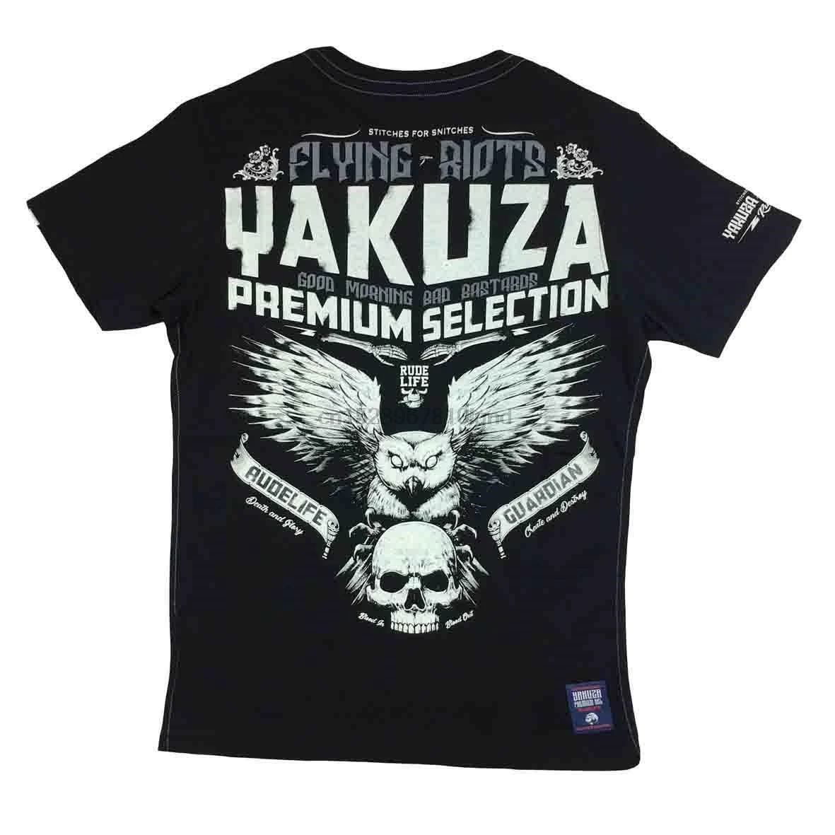 Yakuza Premium футболка 2309 YPS Черная мужская с летающим бунтом-шоу оригинальное