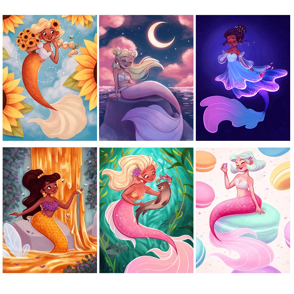 Cute Mermaid Princess Cartoon Girl Nordic Poster Wall Art Canvas Painting Wall Pictures For Living Room Home Decor Unframed
Cute Mermaid Princess Cartoon Girl Nordic Poster Wall Art Canvas Painting Wall Pictures For Living Room Home Decor Unframed