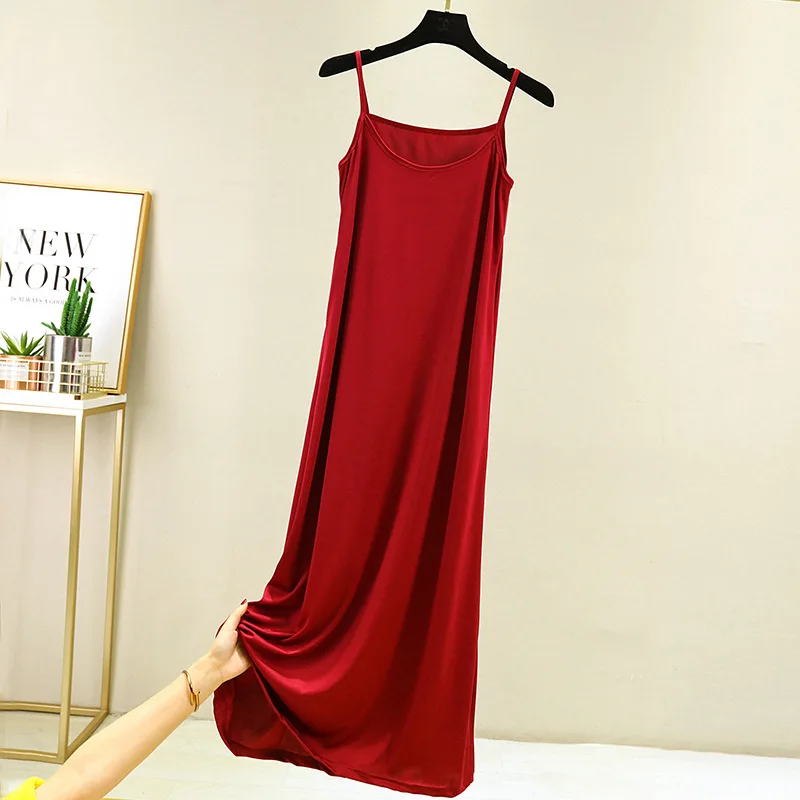 2021 New Modal Suspender Dress Womens Summer Loose Ice Silk Thin Long Skirt With A Petticoat Large Size Mid-Length Women Dress
2021 New Modal Suspender Dress Womens Summer Loose Ice Silk Thin Long Skirt With A Petticoat Large Size Mid-Length Women Dress