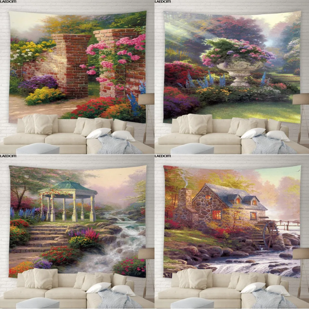 Flowers Scenery Oil Painting Tapestry Waterfall Garden Retro Brick Background Wall Hanging Cloth Living Room Bedroom Home Decor
Flowers Scenery Oil Painting Tapestry Waterfall Garden Retro Brick Background Wall Hanging Cloth Living Room Bedroom Home Decor