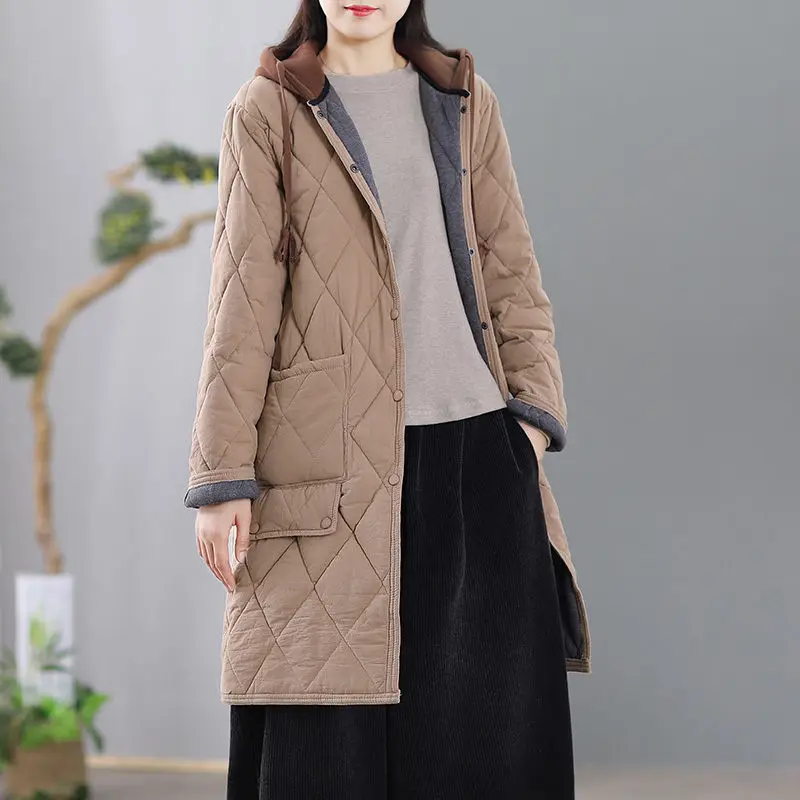 2021 Long Plaid Cotton Jacket Women New Retro Loose Fall Winter Clothing Hooded Quilted Coat Loose Casual Mujer Chaqueta y1163
2021 Long Plaid Cotton Jacket Women New Retro Loose Fall Winter Clothing Hooded Quilted Coat Loose Casual Mujer Chaqueta y1163