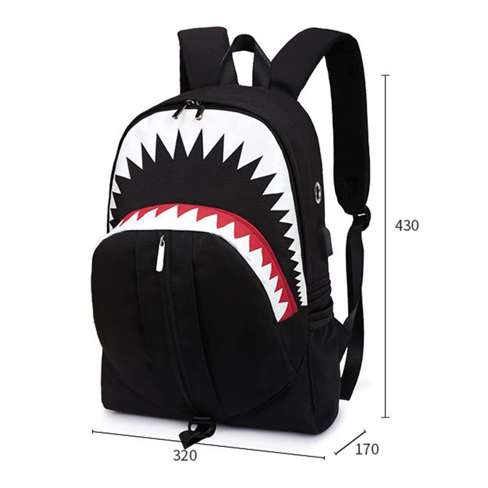 Школьный рюкзак Shark Mouth-светящаяся сумка с USB-зарядкой для ноутбука нагрудная из