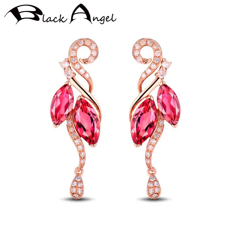 BLACK ANGEL 18K Rose Gold Created Red Tourmaline Phoenix Earrings for Women Ruby Gemstone Ear Stud Jewelry Christmas Gift
BLACK ANGEL 18K Rose Gold Created Red Tourmaline Phoenix Earrings for Women Ruby Gemstone Ear Stud Jewelry Christmas Gift