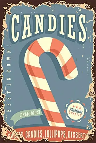 Candies Desserts Shop Poster Retro Tin Sign for Street Garage Home Bathroom Wall Decoration Crafts Metal Tin Sign 8x12inch 
Candies Desserts Shop Poster Retro Tin Sign for Street Garage Home Bathroom Wall Decoration Crafts Metal Tin Sign 8x12inch