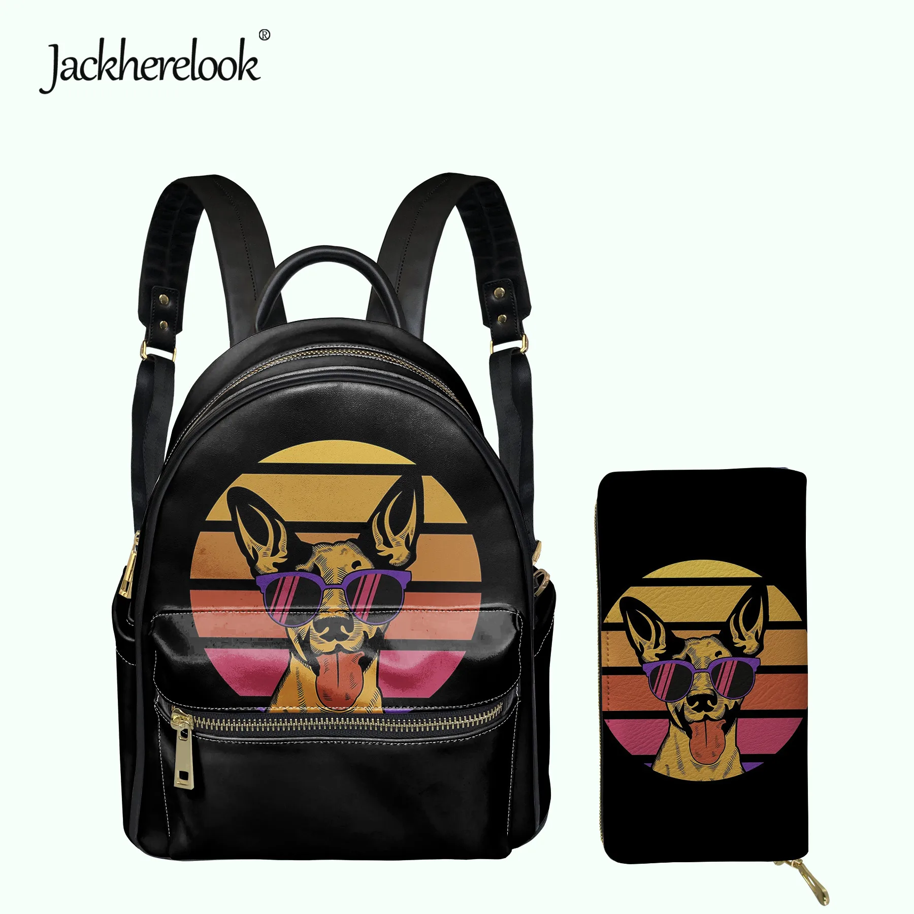 Jackherelook Cute Dog Design Luxury Black PU Backpack Clutch Wallet 2pcs/Set for Women Mini Satchel Girls Small Campus Schoolbag
Jackherelook Cute Dog Design Luxury Black PU Backpack Clutch Wallet 2pcs/Set for Women Mini Satchel Girls Small Campus Schoolbag