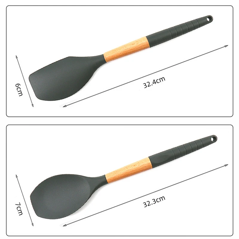 Kitchen Utensil 11pcs Silicone Baking Utensil Set with Storage Bucket Wooden Cooking Tool Non-stick With Hanging Hole In Stock
Kitchen Utensil 11pcs Silicone Baking Utensil Set with Storage Bucket Wooden Cooking Tool Non-stick With Hanging Hole In Stock
