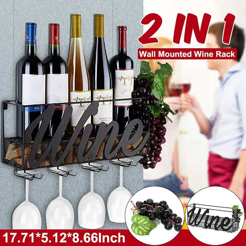 2 IN 1 Wall Mounted Wine Rack Home Bar Decor Wine Glass Hanging Holder Goblet Stemware Storage Organizer Rack With Cork Tray
2 IN 1 Wall Mounted Wine Rack Home Bar Decor Wine Glass Hanging Holder Goblet Stemware Storage Organizer Rack With Cork Tray