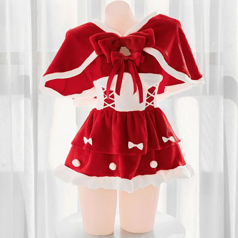 Kawaii Harajuku Gothic Lolita Women's Cosplay Costume Red Christmas Sexy Loli Cloak Stage Clothes Tempatation Lingerie Dress New
Kawaii Harajuku Gothic Lolita Women's Cosplay Costume Red Christmas Sexy Loli Cloak Stage Clothes Tempatation Lingerie Dress New