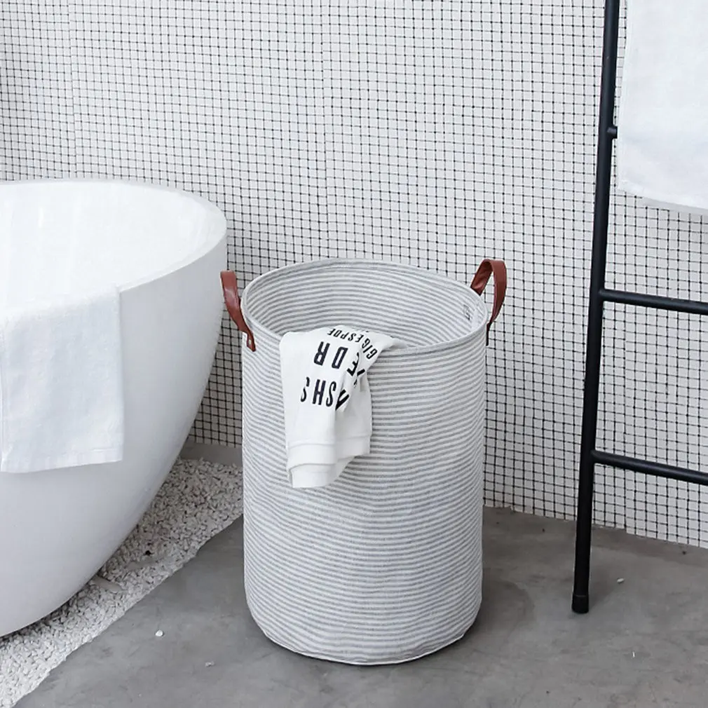 Round Laundry Basket Cylindrical Clothes Storage Hamper With Leather Handle Freestanding Sundries Basket
Round Laundry Basket Cylindrical Clothes Storage Hamper With Leather Handle Freestanding Sundries Basket