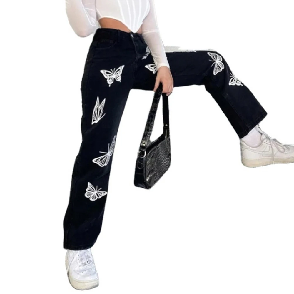 Missme Black Jeans Butterfly Print Straight Wide Leg Pants Loose High Waist Jeans Zipper Fly Streetwear Women 2021
Missme Black Jeans Butterfly Print Straight Wide Leg Pants Loose High Waist Jeans Zipper Fly Streetwear Women 2021