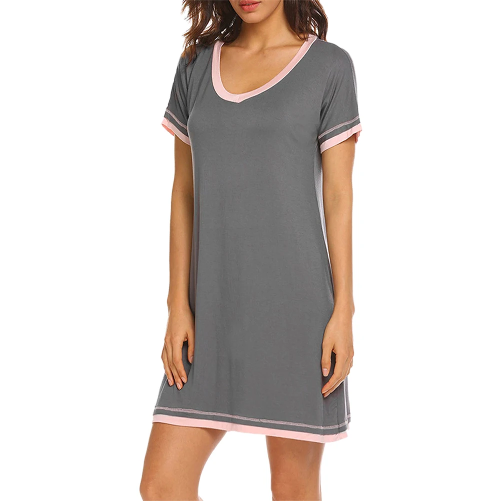 Daily Nightwear Mini Women Dress V Neck Patchwork Loose Fit Casual Short Sleeve Pullover Soft Home Fashion Summer
Daily Nightwear Mini Women Dress V Neck Patchwork Loose Fit Casual Short Sleeve Pullover Soft Home Fashion Summer