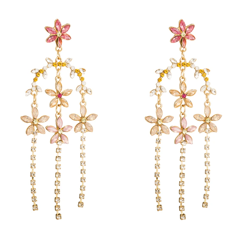 Korean Elegant Colorful Shiny Crystal Flower Tassel Earrings Girls Super Fairy Babysbreath Woman Party Statement Tassel Earrings
Korean Elegant Colorful Shiny Crystal Flower Tassel Earrings Girls Super Fairy Babysbreath Woman Party Statement Tassel Earrings