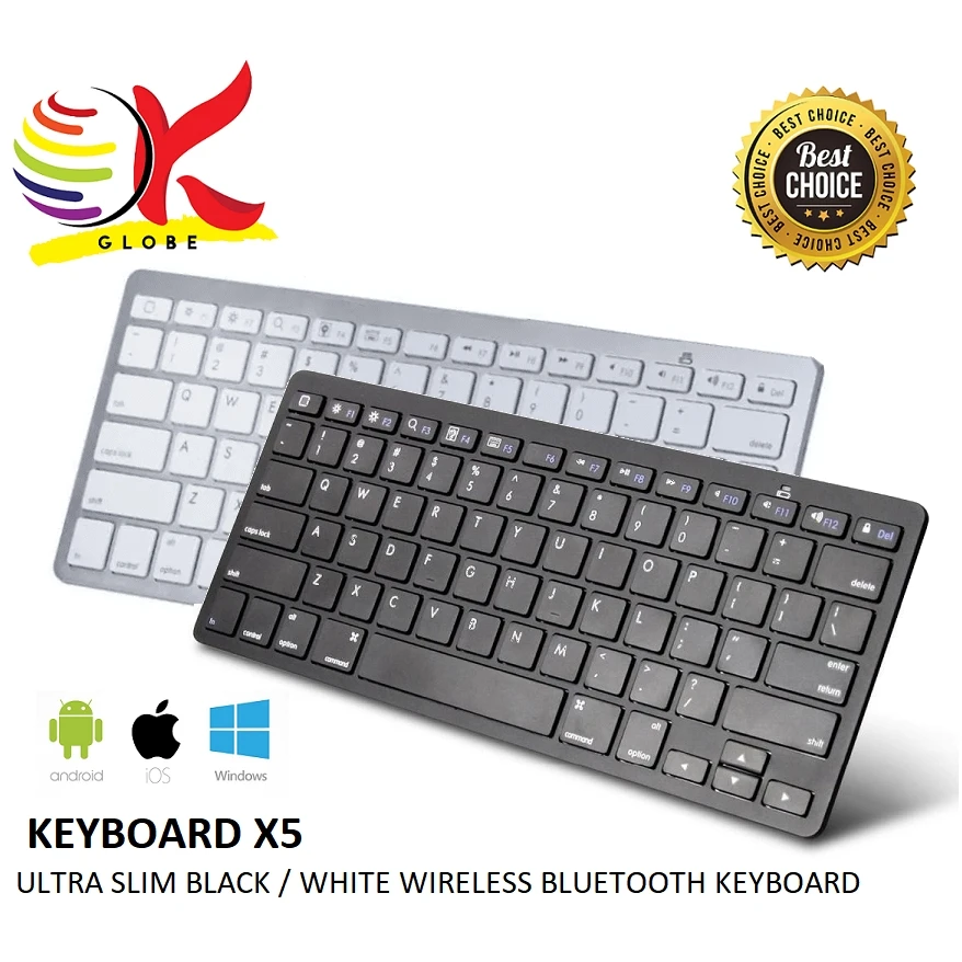 SLIM BLACK / WHITE WIRELESS BLUETOOTH KEYBOARD X5. SUITABLE FOR iOS, ANDROID & WINDOWS DESKTOP LAPTOP TABLET PC.
SLIM BLACK / WHITE WIRELESS BLUETOOTH KEYBOARD X5. SUITABLE FOR iOS, ANDROID & WINDOWS DESKTOP LAPTOP TABLET PC.