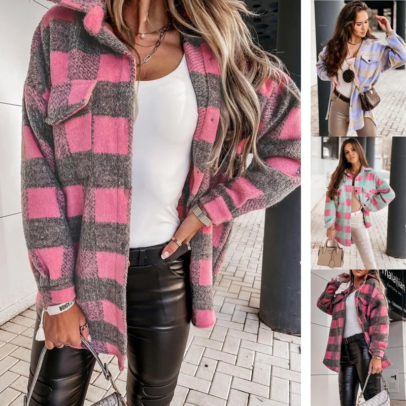 Helisopus 2021 New Fall Long-sleeved Big Pocket Ladies Plaid Jacket Lapel Single-breasted Casual Woolen Mid-length Women Jacket
Helisopus 2021 New Fall Long-sleeved Big Pocket Ladies Plaid Jacket Lapel Single-breasted Casual Woolen Mid-length Women Jacket