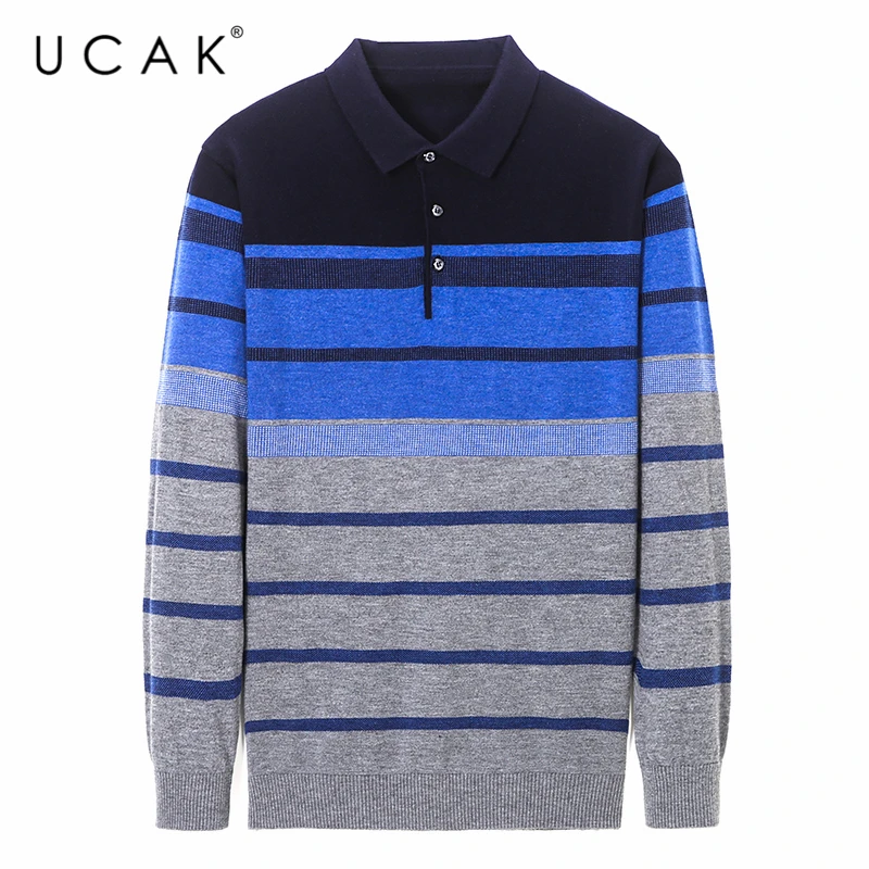 Мужской Повседневный свитер в полоску, с отложным воротником, U1061
Мужской Повседневный свитер в полоску, с отложным воротником, U1061