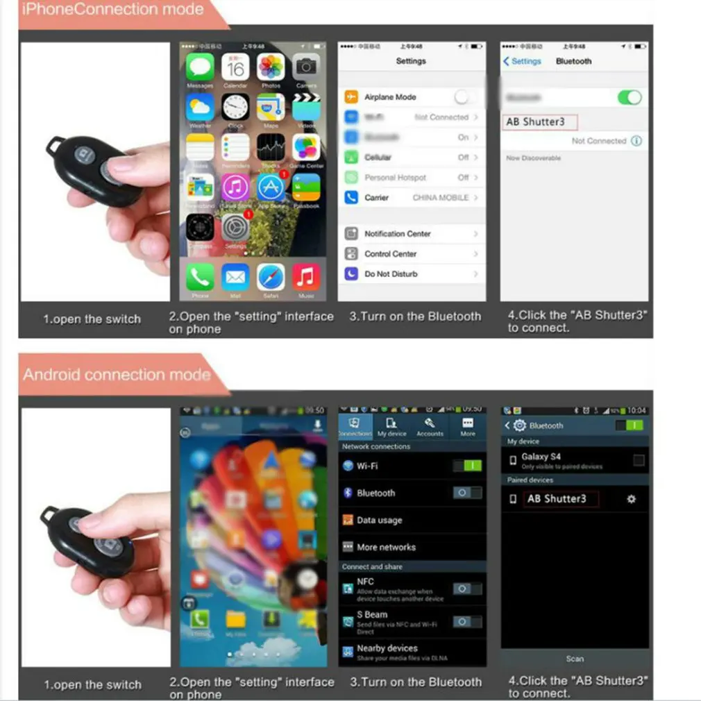 Remote Control Wireless Selfie Android Ios System Mobile Phone Selfie Artifact Shutter Remote Control
Remote Control Wireless Selfie Android Ios System Mobile Phone Selfie Artifact Shutter Remote Control