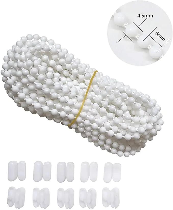 10 Meters (10.94 Yards) with 10 PCS of Connectors for Roller Blind Bead Chain Cord Roman Venetian Honeycomb Vertical Shade Blind
10 Meters (10.94 Yards) with 10 PCS of Connectors for Roller Blind Bead Chain Cord Roman Venetian Honeycomb Vertical Shade Blind