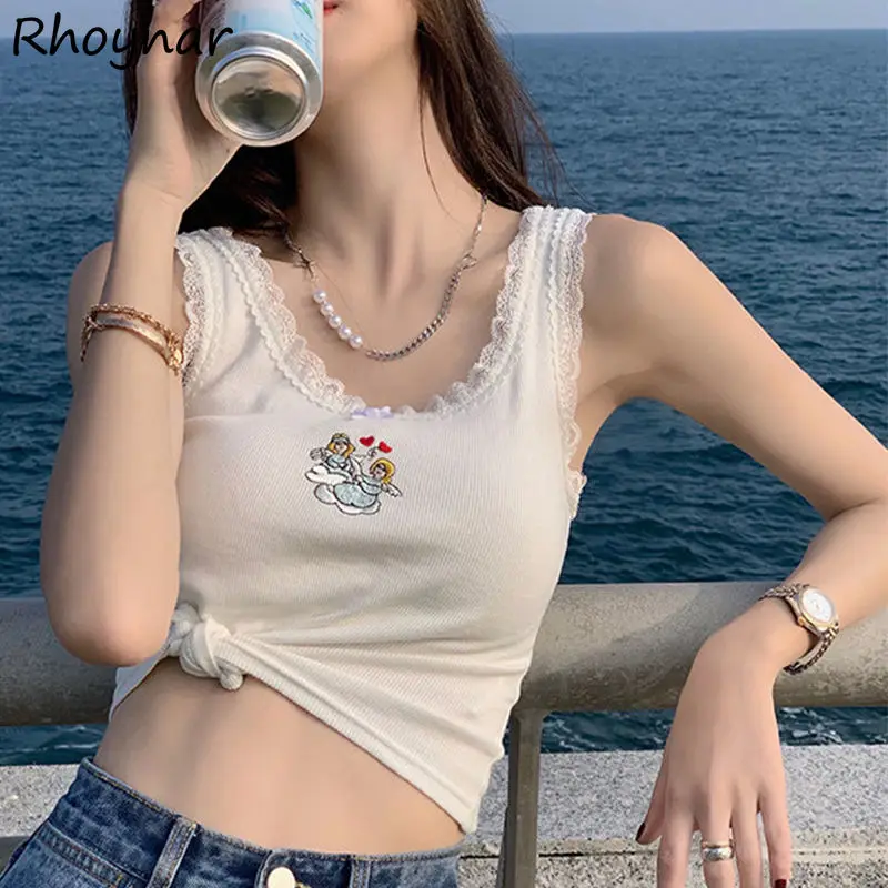 Camis Women Summer O-neck Beachwear Ins Sexy Embroidery Cropped Inside Cartoon All-match Lovely Vintage Korean Style Tops Fit
Camis Women Summer O-neck Beachwear Ins Sexy Embroidery Cropped Inside Cartoon All-match Lovely Vintage Korean Style Tops Fit