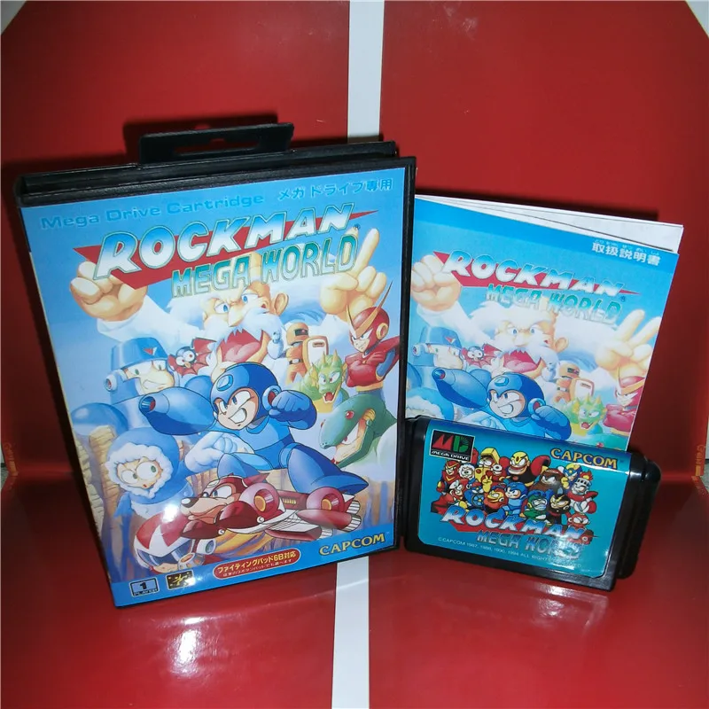 Карта MD games card RockMan Mega World Japan чехол с коробкой и руководством для игровой консоли
