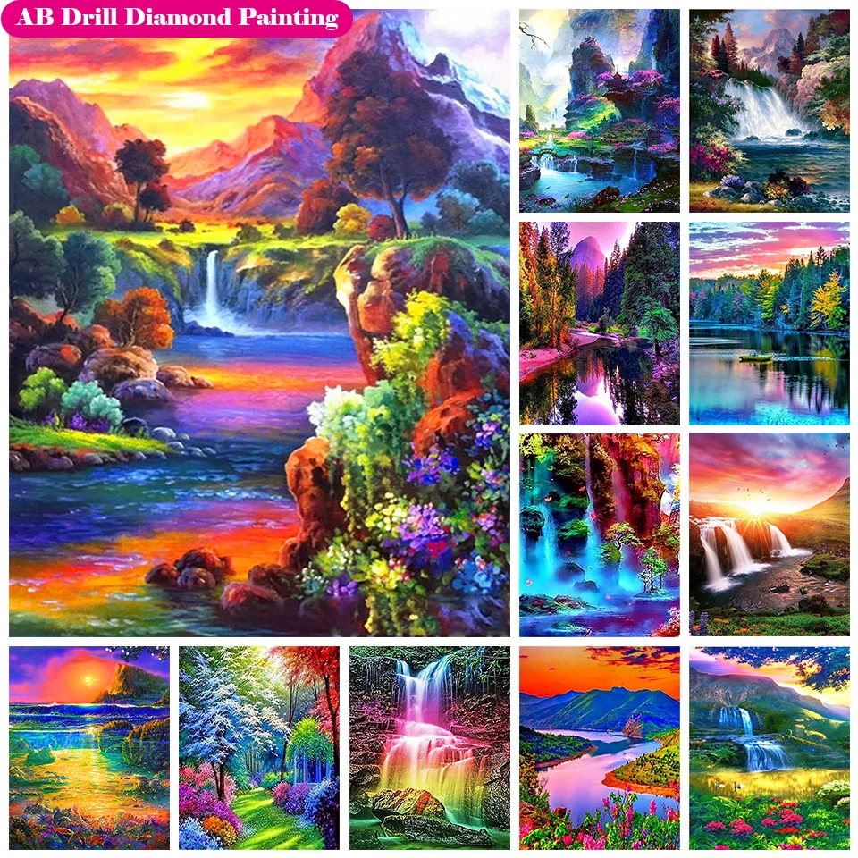 Full Square Diamond Scenery AB Diamond Painting Kits Colorful Waterfall Diamond Mosaic Landscape Diamonds Embroidery Home Decor
Full Square Diamond Scenery AB Diamond Painting Kits Colorful Waterfall Diamond Mosaic Landscape Diamonds Embroidery Home Decor