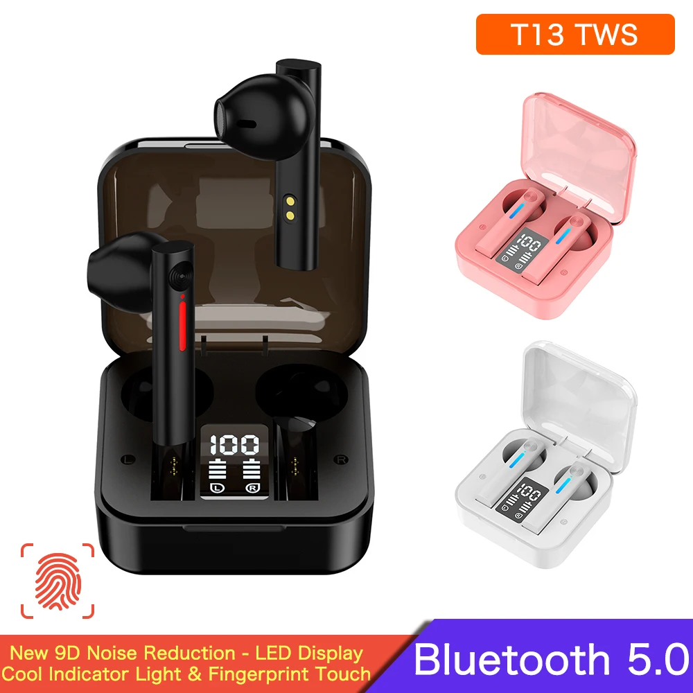 T13 TWS Touch Control Wireless Headphones Bluetooth V5.0 Earphones Stereo Sports Noise Canceling Earbuds With Mic Charging Box
T13 TWS Touch Control Wireless Headphones Bluetooth V5.0 Earphones Stereo Sports Noise Canceling Earbuds With Mic Charging Box
