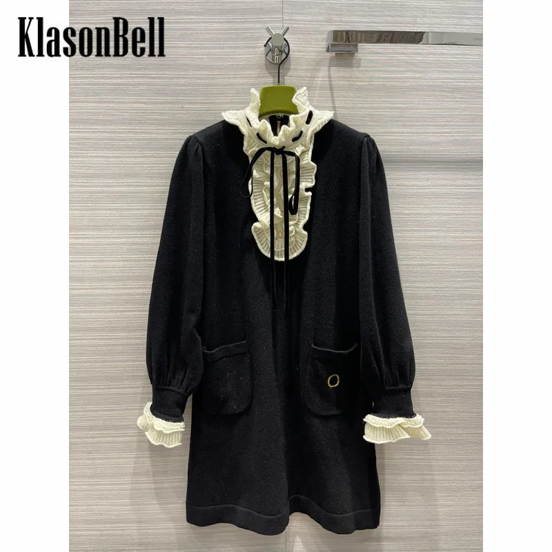12.18 KlasonBell Contrast Color Ruffles Lantern Sleeve Pocket Embroidery Ribbon Knitted Dress Women
12.18 KlasonBell Contrast Color Ruffles Lantern Sleeve Pocket Embroidery Ribbon Knitted Dress Women