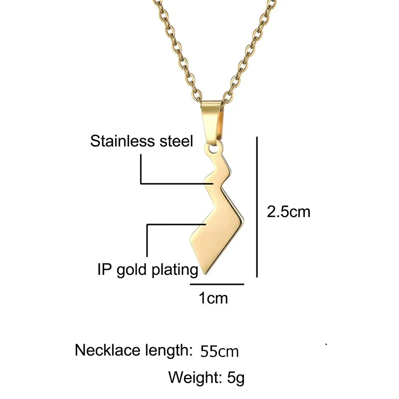 Cute Pokemon Pikachu Tail Pendant Necklace Stainless Steel Cartoon Lightning Shape Necklaces For Men Women Accessories
Cute Pokemon Pikachu Tail Pendant Necklace Stainless Steel Cartoon Lightning Shape Necklaces For Men Women Accessories