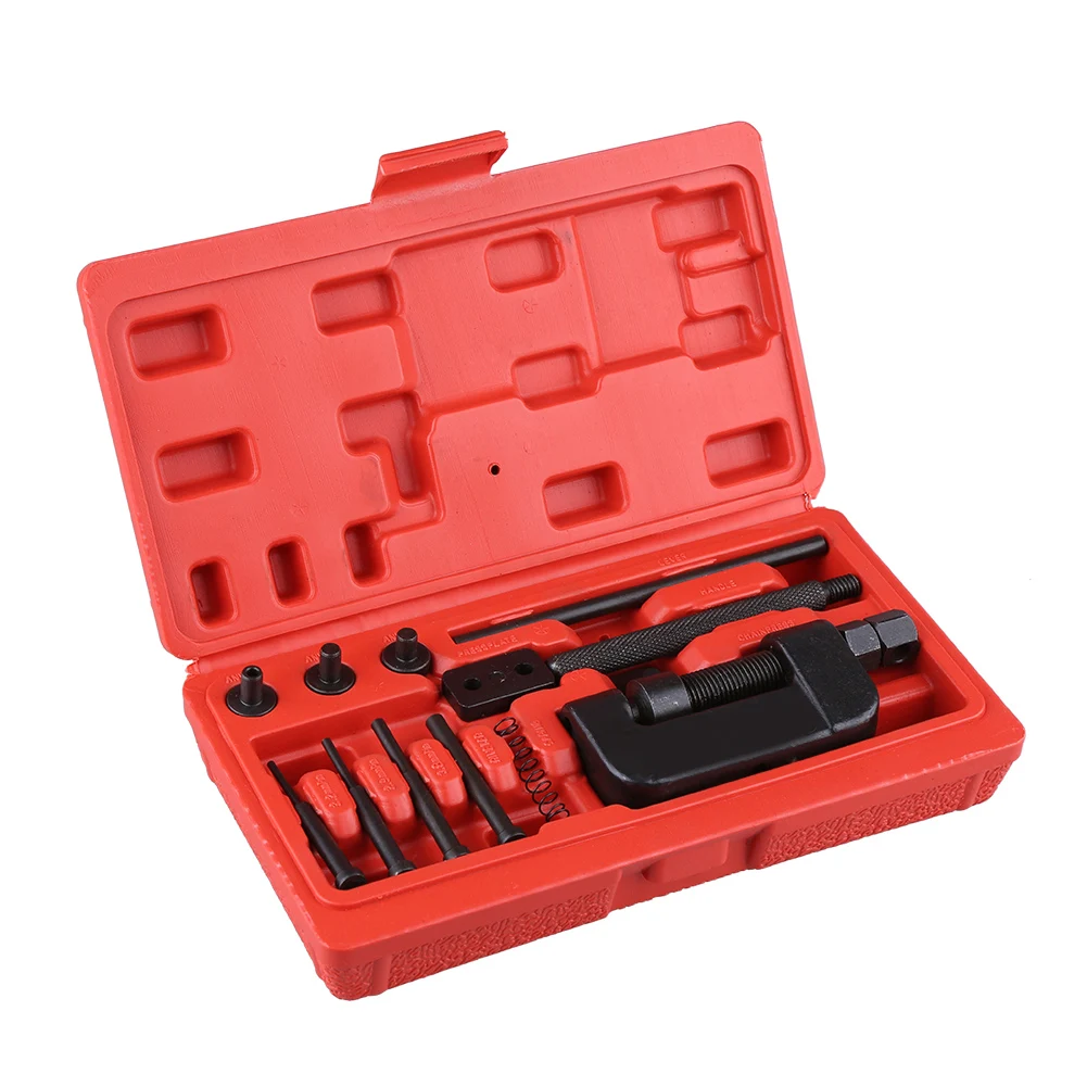 13Pcs Bike / Motorcycle / Cam Drive Chain Breaker Rivet Cutter Tool Kit Steel Black Chain Breaker Riveter Free Shipping
13Pcs Bike / Motorcycle / Cam Drive Chain Breaker Rivet Cutter Tool Kit Steel Black Chain Breaker Riveter Free Shipping