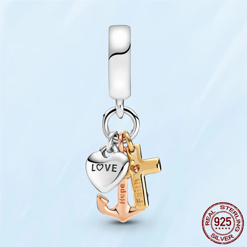 Beautiful Spring 925 Sterling Silver Triple Tone Cross Heart Dangle Charm fit Bracelet Pendant Necklace Silver Jewelry
Beautiful Spring 925 Sterling Silver Triple Tone Cross Heart Dangle Charm fit Bracelet Pendant Necklace Silver Jewelry