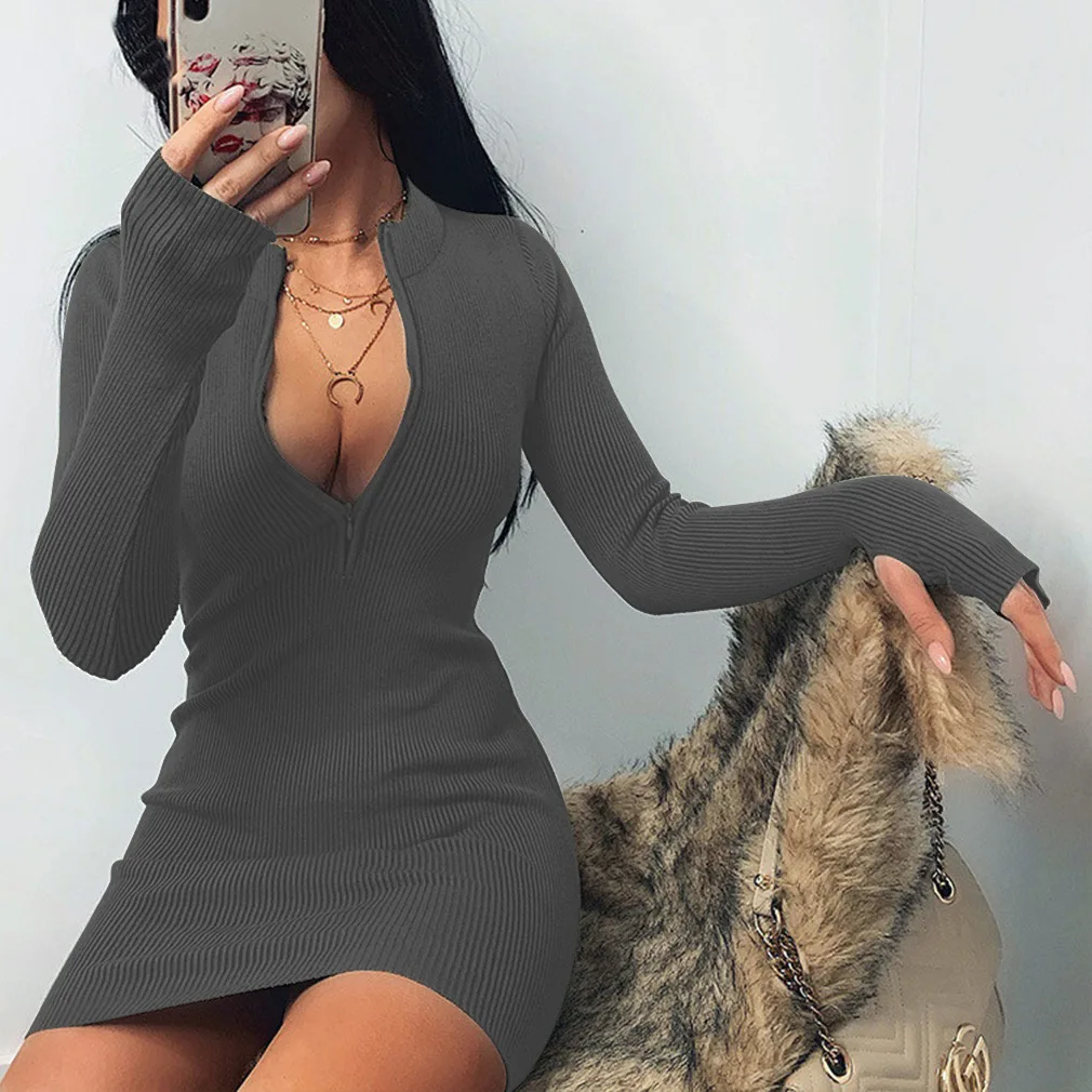FNOCE Autumn And Winter Trend Of Women's cross-border Hot Style Long-sleeved Dress Wild Neckline Zipper Sexy Slim Bag Hip Skirt
FNOCE Autumn And Winter Trend Of Women's cross-border Hot Style Long-sleeved Dress Wild Neckline Zipper Sexy Slim Bag Hip Skirt