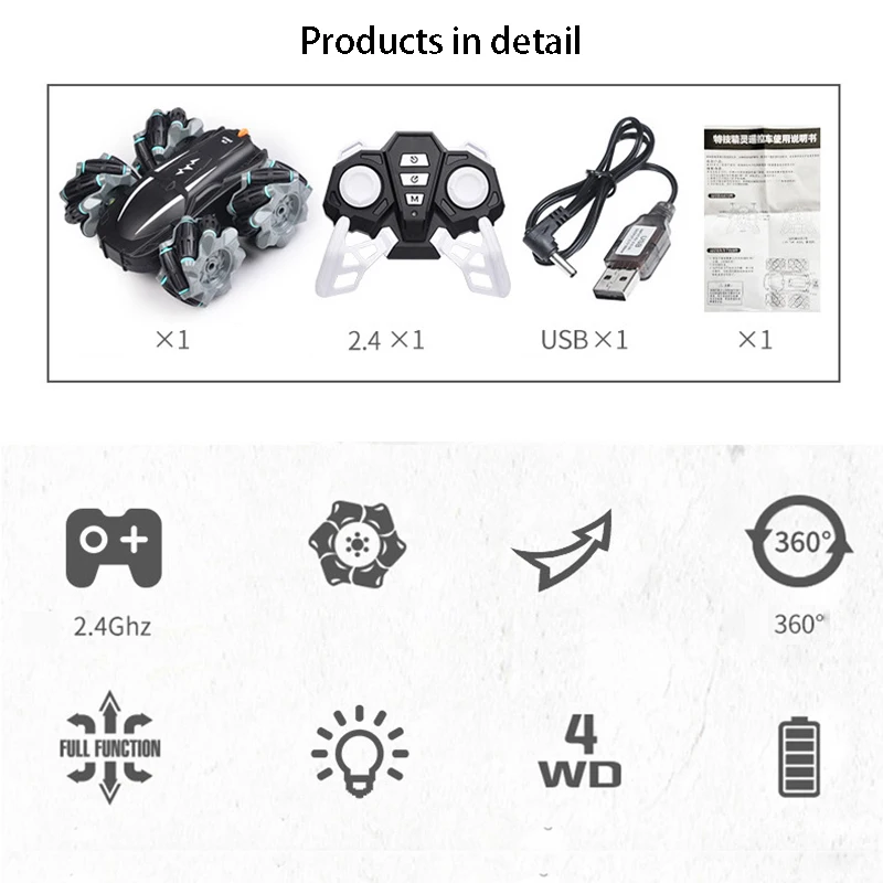 Holiday Toy Car Gift For Kid's With 360 Rotation 4WD 2.4g Drift Remote-controlled Car Small Remote-controlled Toy With Two-side
Holiday Toy Car Gift For Kid's With 360 Rotation 4WD 2.4g Drift Remote-controlled Car Small Remote-controlled Toy With Two-side