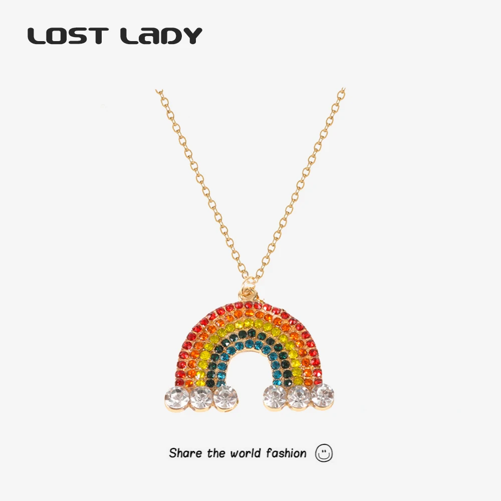 Lost Lady Cute Colorful Rainbow Pendant Necklaces Long Chain Charm Rhinestone Necklaces for Women Shiny Party Jewelry Wholesale
Lost Lady Cute Colorful Rainbow Pendant Necklaces Long Chain Charm Rhinestone Necklaces for Women Shiny Party Jewelry Wholesale