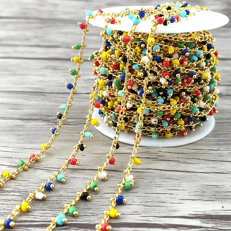 1Meter (1Meter=3.3ft) Gold plated Brass Beaded Chains,1.8mm Chain & Glass Seed Bead,DIY Necklace Jewelry Finding Components L106
1Meter (1Meter=3.3ft) Gold plated Brass Beaded Chains,1.8mm Chain & Glass Seed Bead,DIY Necklace Jewelry Finding Components L106
