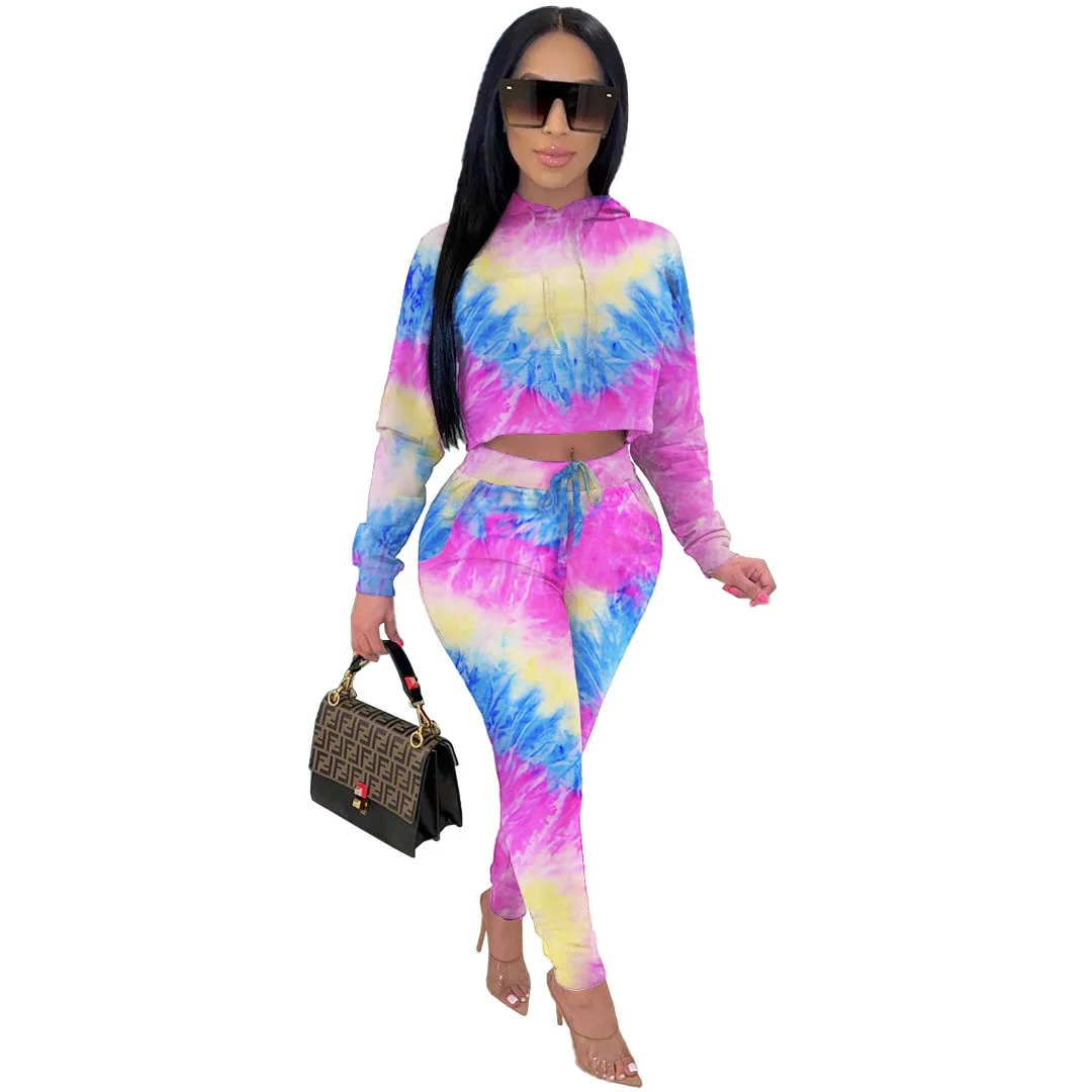 Hot sale autumn and winter women's fashion tie-dye drop shoulder long-sleeved hooded casual suit
Hot sale autumn and winter women's fashion tie-dye drop shoulder long-sleeved hooded casual suit